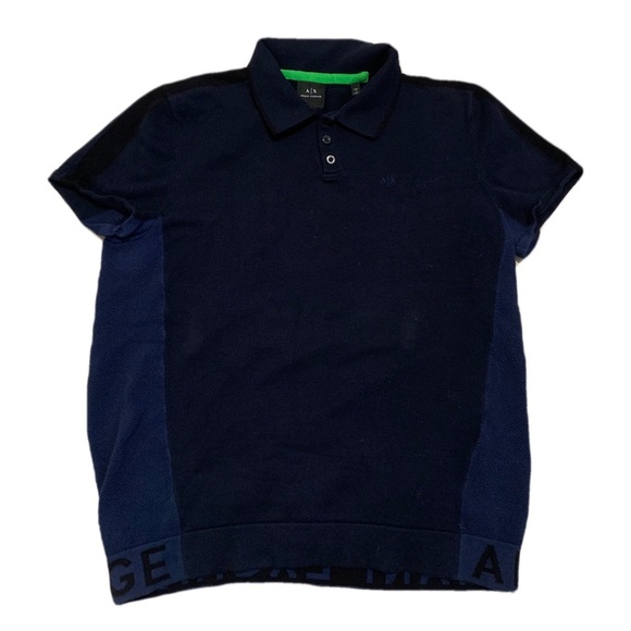 Armani Exchange Navy Blue Polo Shirt - Men's XXL with Green Trim - Picture 1 of 6